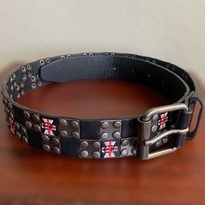 ENGLISH LAUNDRY Bonded Leather Studded Belt | Black Gun Metal‎ | See Measurement
